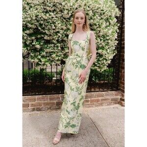Lula Kate Dress Size 10 Green Floral Bridesmaid Gown Formal Prom Whimsy Fairy